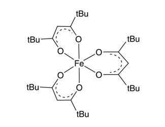 Tris(2,2,6,-tetramethyl-3,5-heptanedionate)iron(III) - CAS:14876-47-2 - Fe(TMHD)3, Iron (III) tetramethylheptanedionate, Iron(III) tris(2, 2, 6, 6-tetramethyl-3, 5-heptanedionate), Tris-(2, 2, 6, 6-tetramethyl-3, 5-heptanedionato-o, o')-iron, Tris(2, 2, 6